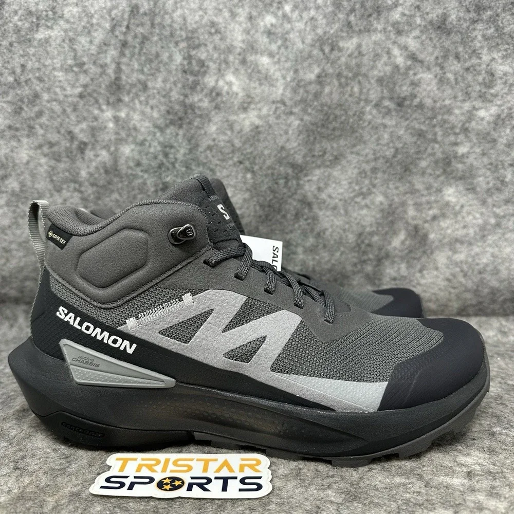 Salomon Elixir Activ Mid GTX Hiking Boots Mens Size 8.5 Black Gray Gore-Tex Shoe